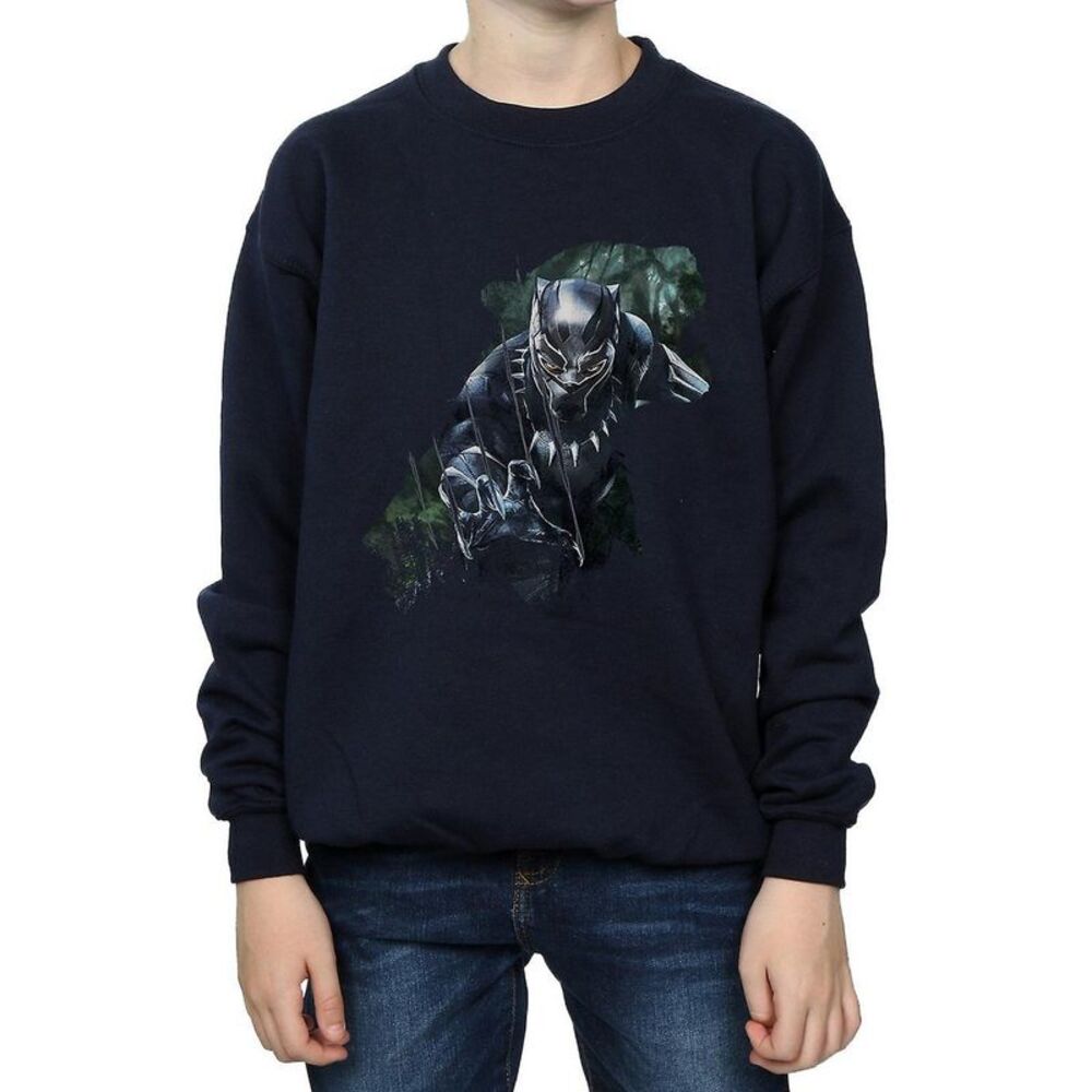 Black Panther Boys Wild Silhouette Cotton Sweatshirt / Black